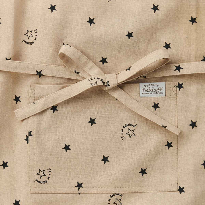 エプロンキッズ3点セット綿100％ポケット付きケイト星柄