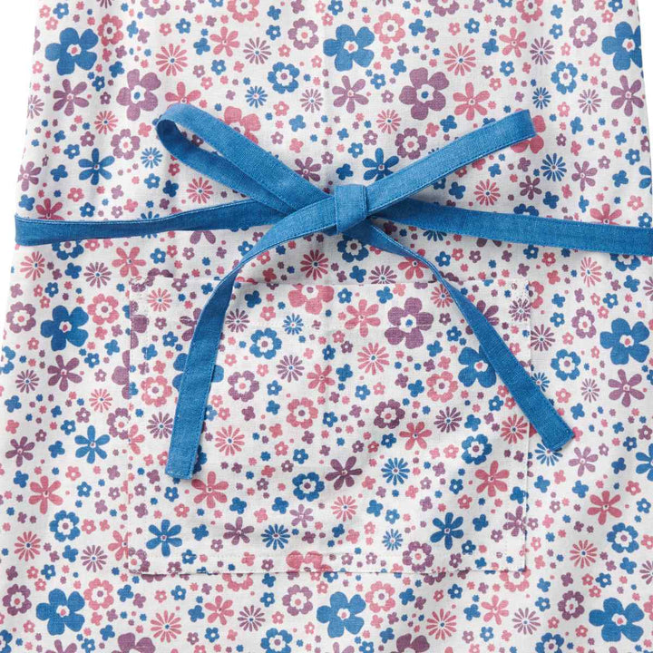 エプロンキッズ3点セット綿100％ポケット付きリサ花柄