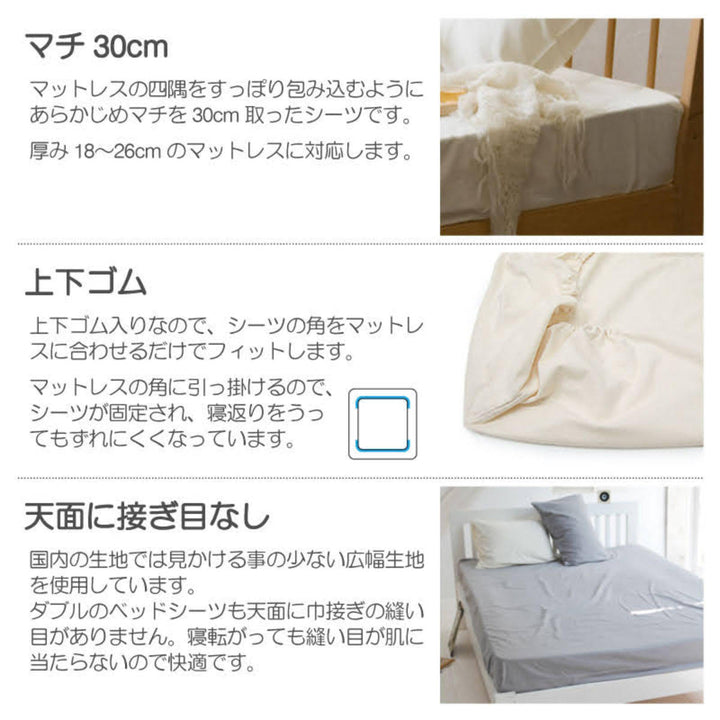 ボックスシーツFabtheHomeダブルコットンフランネル綿100％