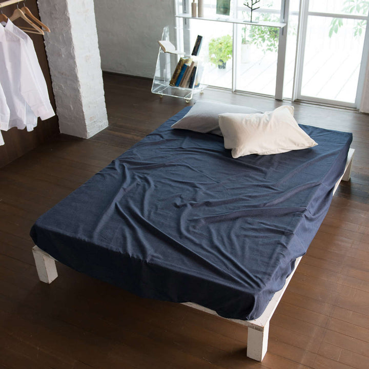 ボックスシーツダブル綿100％デニム素材ライトデニムFabtheHome