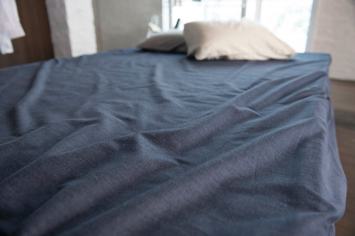 ボックスシーツダブル綿100％デニム素材ライトデニムFabtheHome