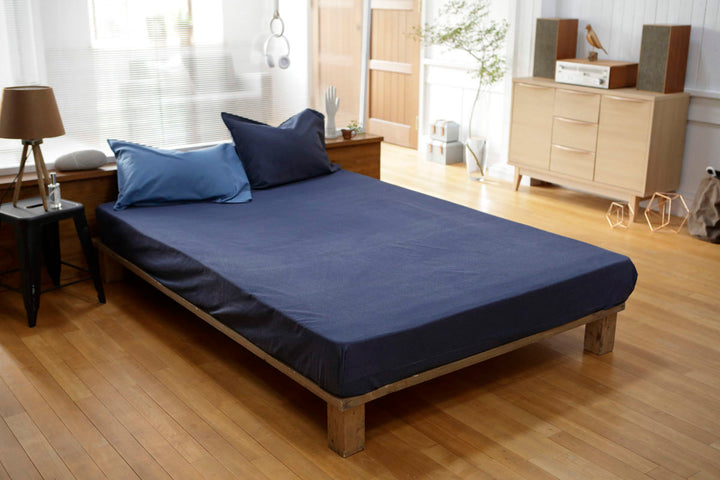 ボックスシーツダブル綿100％デニム素材ライトデニムFabtheHome