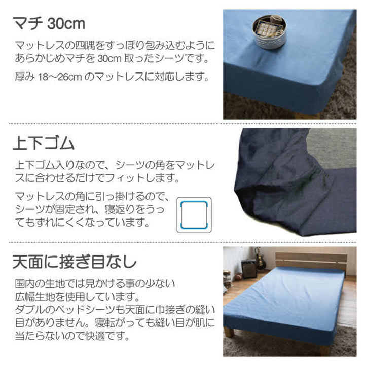 ボックスシーツダブル綿100％デニム素材ライトデニムFabtheHome