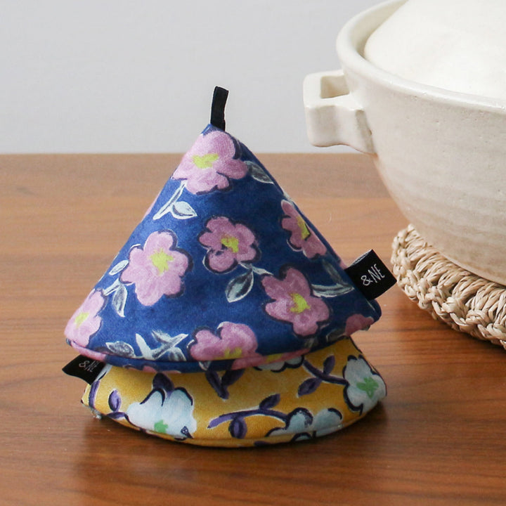 ＆NE鍋つかみ三角レトロ綿100％日本製紐つき