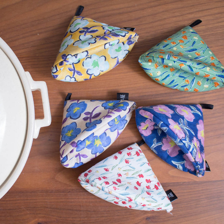 ＆NE鍋つかみ三角レトロ綿100％日本製紐つき