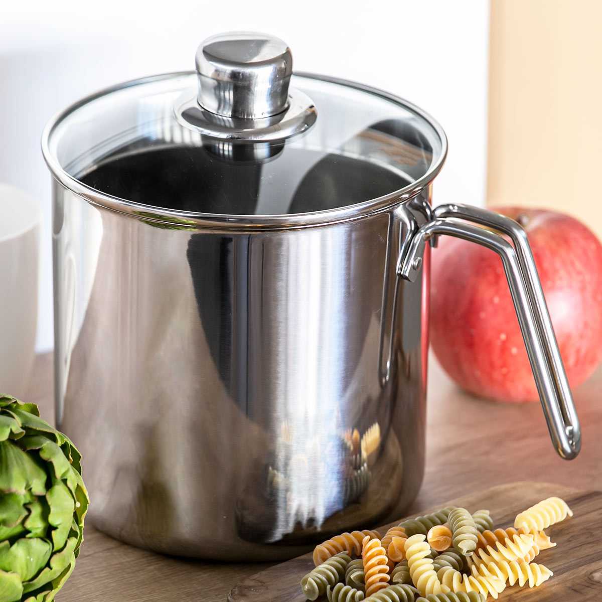 片手鍋 16cm 深型 IH対応 バンビーノ ディープポット ガラス蓋付き