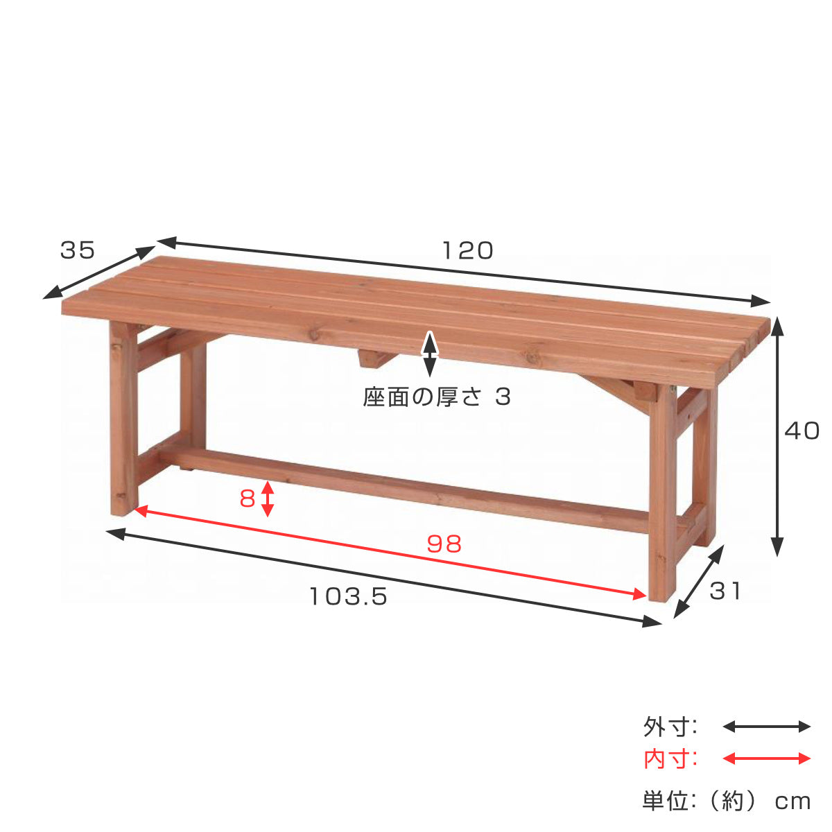 ガーデンベンチ 木製ベンチ 幅120cm – ハウジー