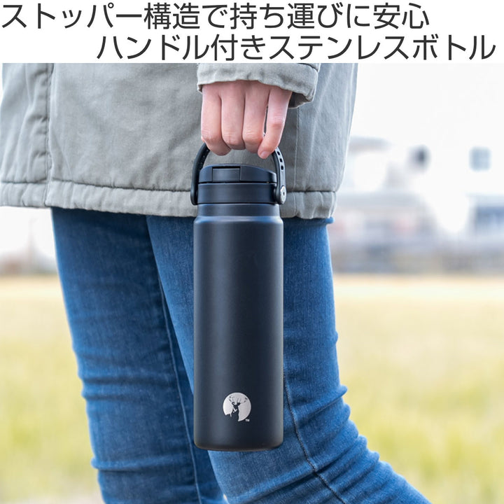 水筒600mlHDボトルワンタッチ取っ手付きキャプテンスタッグ