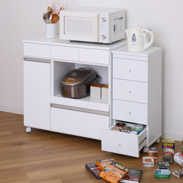 キッチンカウンター幅82cmキャスター2口コンセント付背面化粧完成品