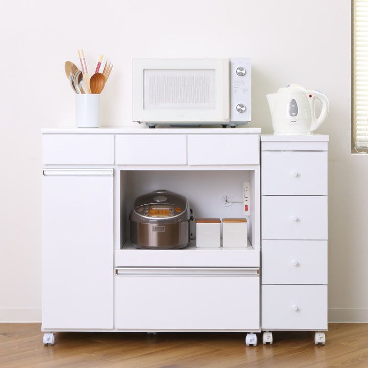 キッチンカウンター幅82cmキャスター2口コンセント付背面化粧完成品