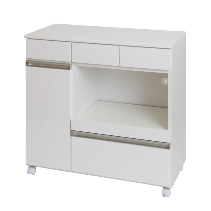 キッチンカウンター幅82cmキャスター2口コンセント付背面化粧完成品