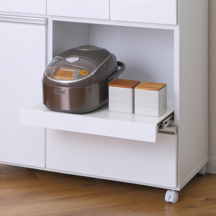 キッチンカウンター幅82cmキャスター2口コンセント付背面化粧完成品