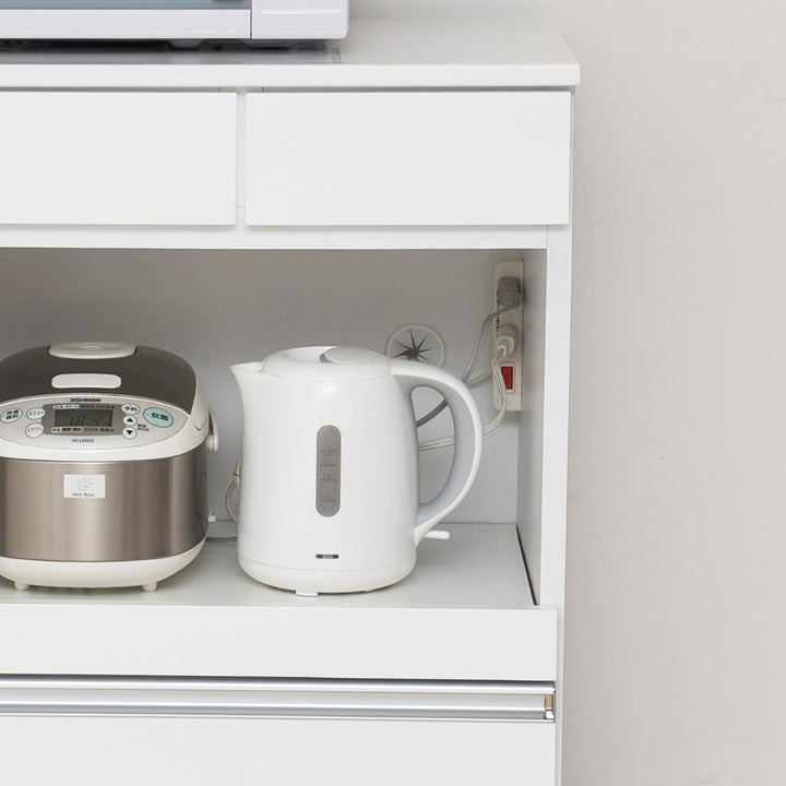 キッチンカウンター幅82cmキャスター2口コンセント付背面化粧完成品