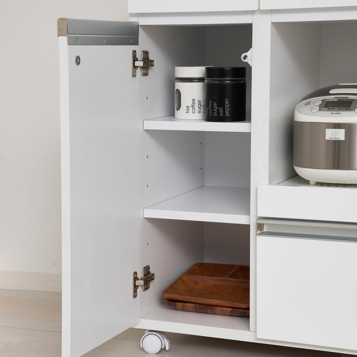 キッチンカウンター幅82cmキャスター2口コンセント付背面化粧完成品