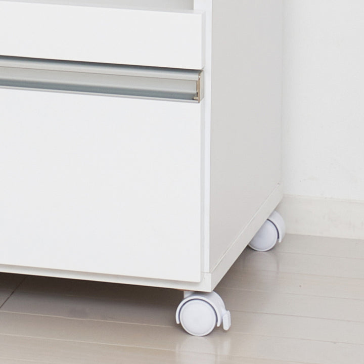 キッチンカウンター幅82cmキャスター2口コンセント付背面化粧完成品