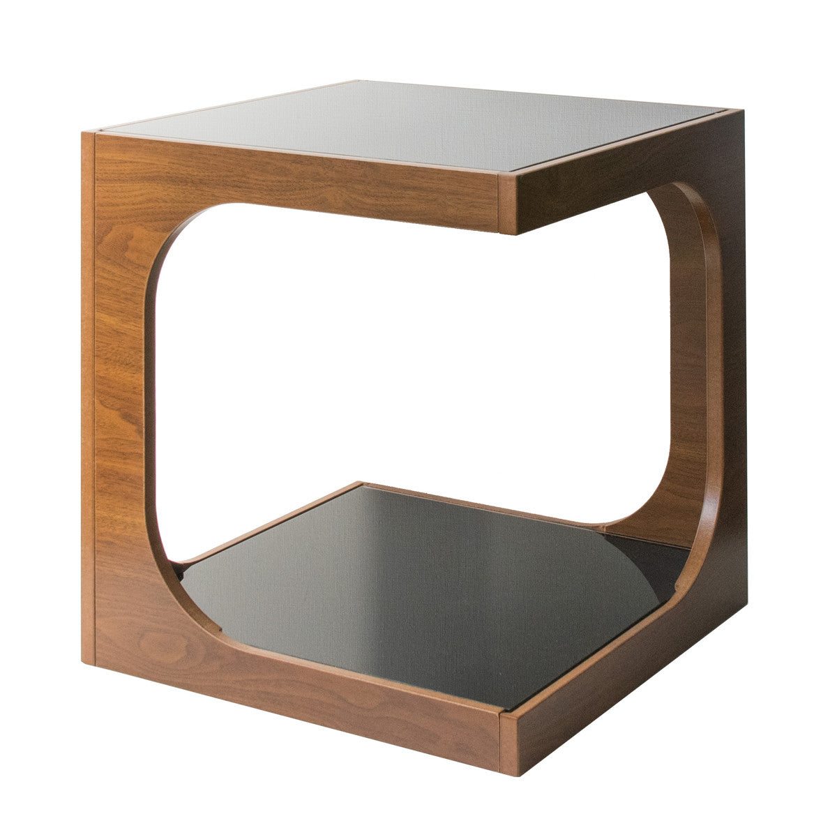 木製ブラウンサイドテーブル ガラス天板 木製ブラウンサイドテーブル