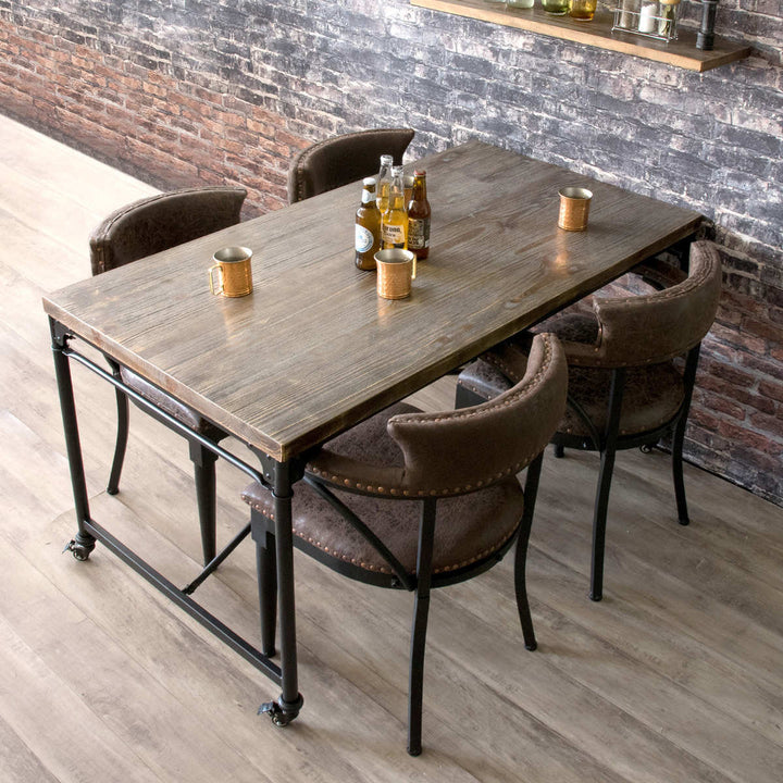 チェア座面高50cmレザー調ヴィンテージ加工スタッズ肘掛け