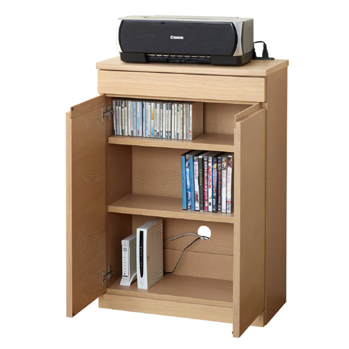 サイドキャビネット薄型背面収納突板仕上幅60cm