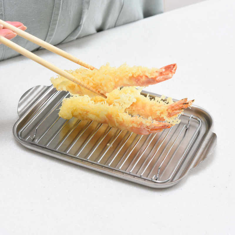 天ぷら鍋IH対応天ぷら鍋角型ワイドアミ･フタ付日本製