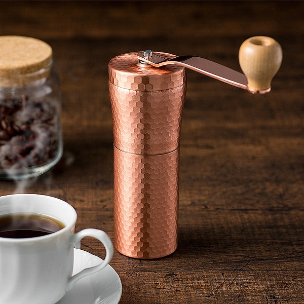 珈琲挽き銅製コーヒーミル槌目セラミック