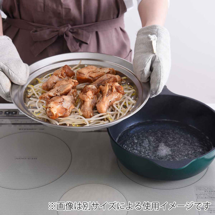 のせるだけで簡単蒸し器18～20cmステンレス製日本製スチーマー