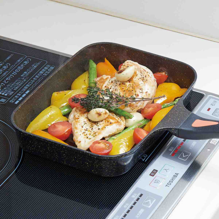 魚焼きフライパンIH対応IHゴールドマーブル魚焼きパンフタ付き