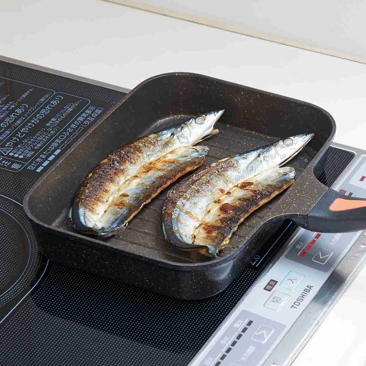 魚焼きフライパンIH対応IHゴールドマーブル魚焼きパンフタ付き