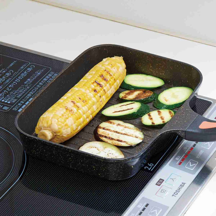 魚焼きフライパンIH対応IHゴールドマーブル魚焼きパンフタ付き