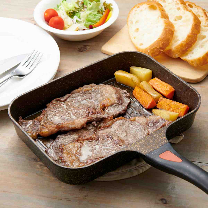 魚焼きフライパンIH対応IHゴールドマーブル魚焼きパンフタ付き