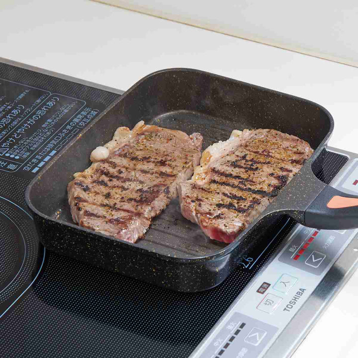 魚焼きフライパンIH対応IHゴールドマーブル魚焼きパンフタ付き