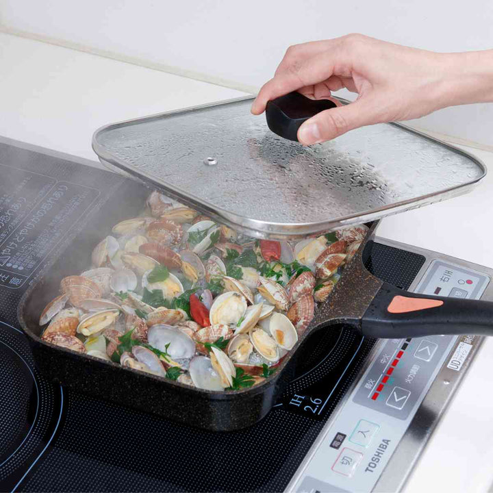 魚焼きフライパンIH対応IHゴールドマーブル魚焼きパンフタ付き