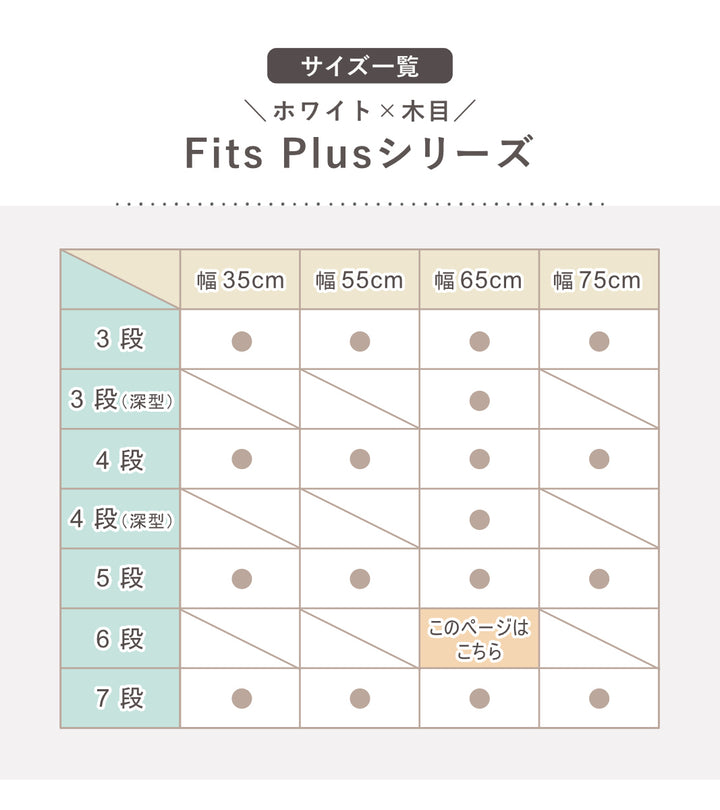 チェストフィッツプラス6段幅65×奥行41×高さ125cmF6506メープル