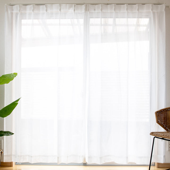 レースカーテンベルーイホワイト2枚組既製幅100×高さ118～208cm