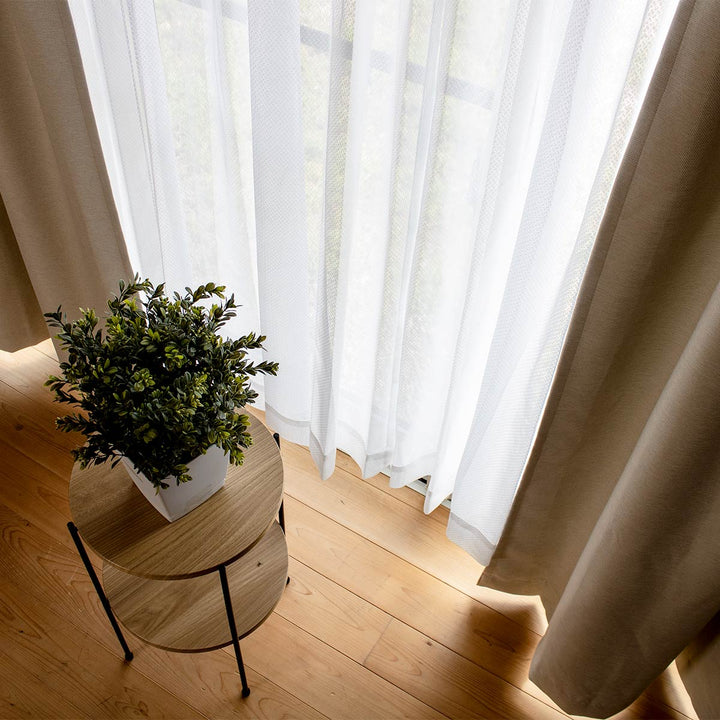 レースカーテンベルーイホワイト2枚組既製幅100×高さ118～208cm