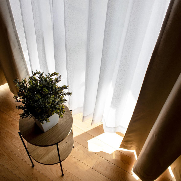レースカーテンライリー2枚組既製幅100×高さ118～208cmリーフ