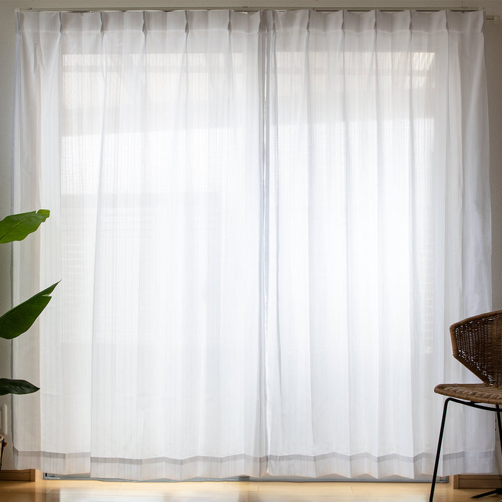レースカーテンライリー2枚組既製幅100×高さ118～208cmストライプ