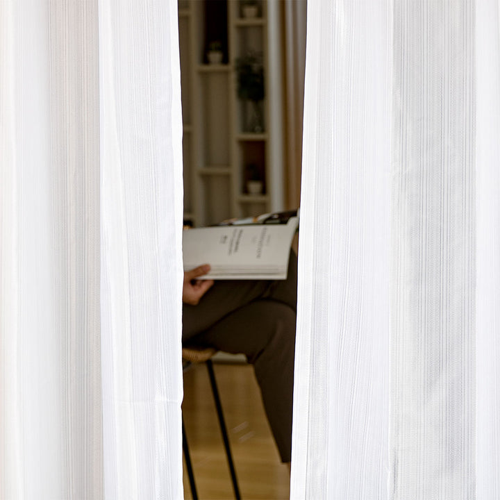 レースカーテンライリー1枚既製幅150×高さ133～208cmストライプ