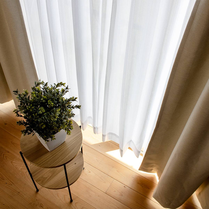 レースカーテンライリー1枚既製幅150×高さ133～208cmストライプ