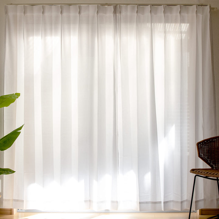 レースカーテンライリー2枚組既製幅100×高さ118～208cm無地