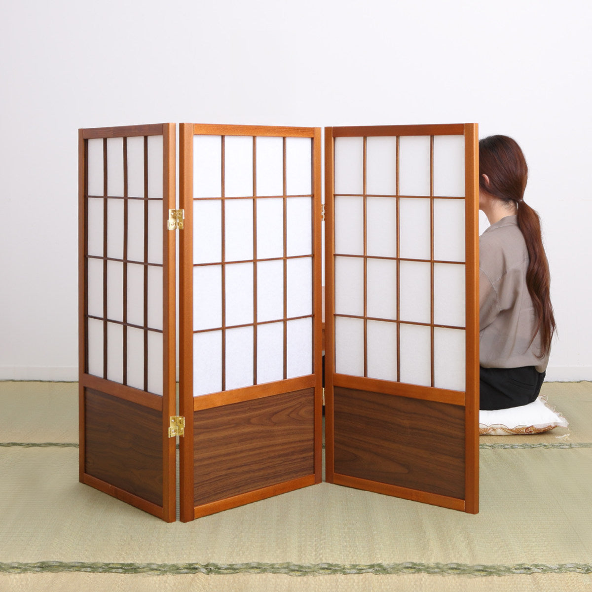 スクリーン3連　ブラウン　和風　衝立 JP-SN3 スクリーン3連 ブラウン 和風 衝立 JP-SN3 衝立 和風衝立 あずきS 3連