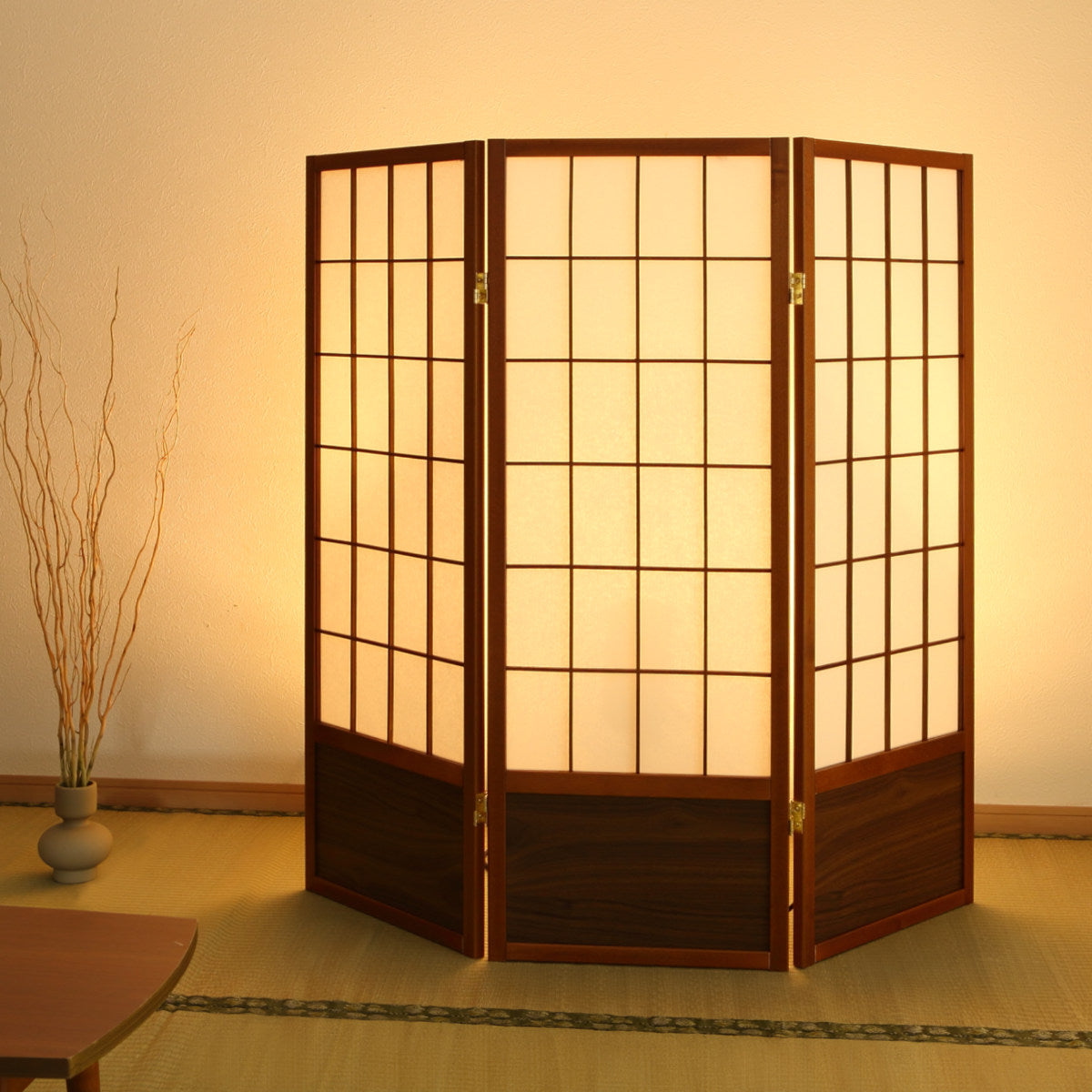 昭和レトロ★木彫り　衝立「鷲 」和風　間仕切り　大型120cm 和風衝立 あずき M 高さ120cm 3連 折り畳み可能 木製 パーテーション