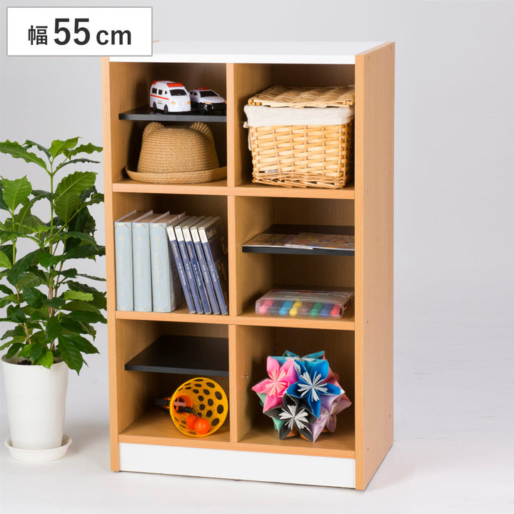 木製ラック幅55cm2列3段玄関収納