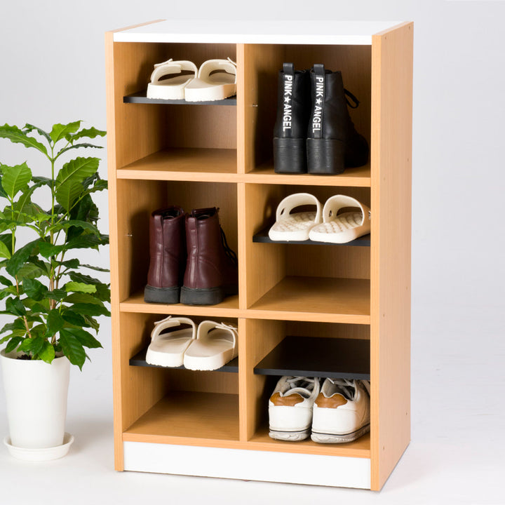 木製ラック幅55cm2列3段玄関収納