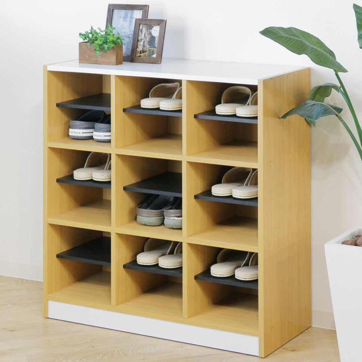 木製ラック幅82cm3列3段玄関収納