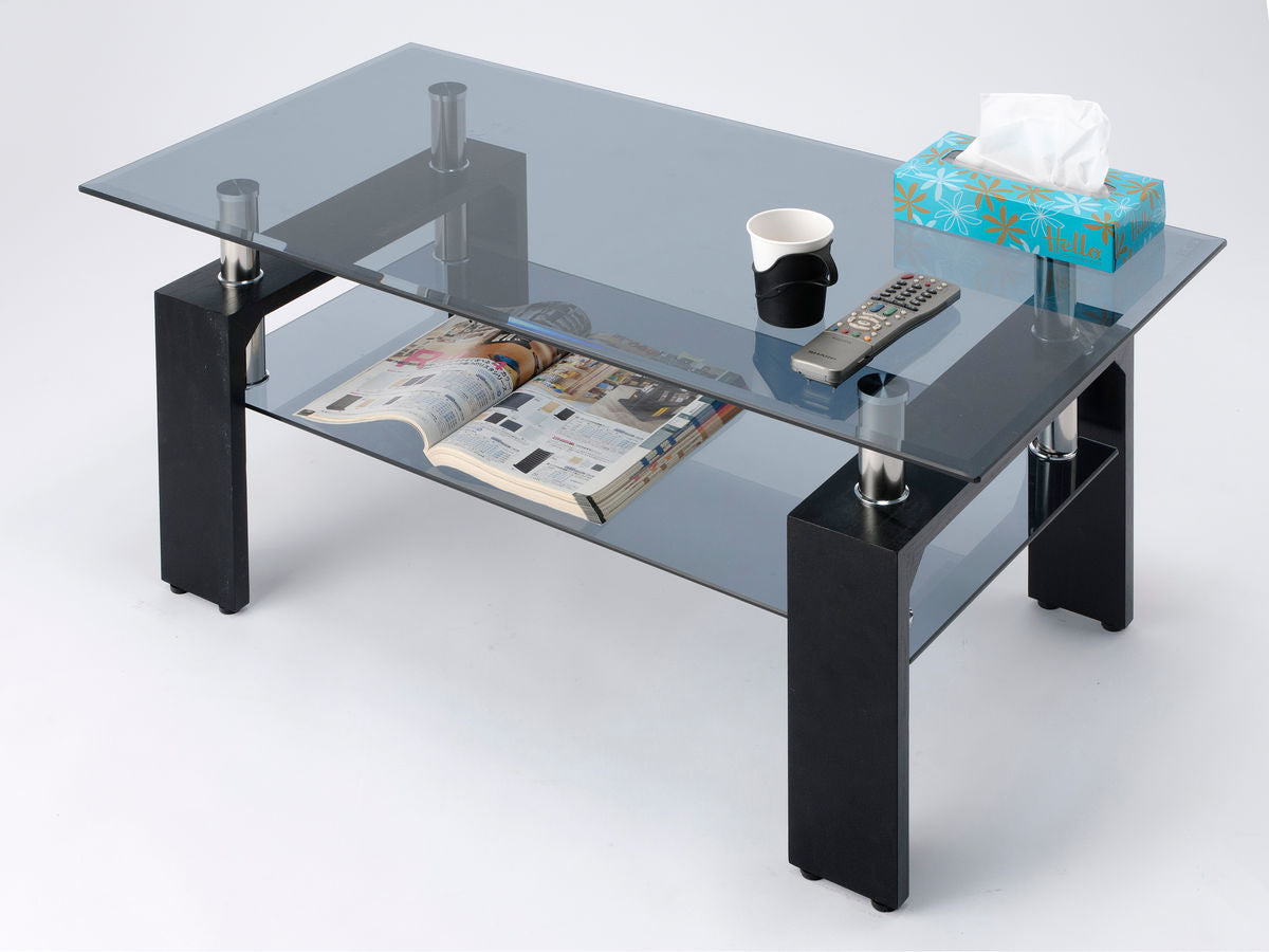 ガラステーブル 幅96cm クリアブラック ラック – ハウジー