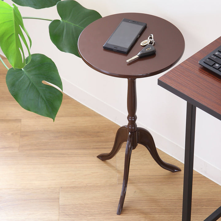 サイドテーブル高さ52.5cm丸型木製クラシック