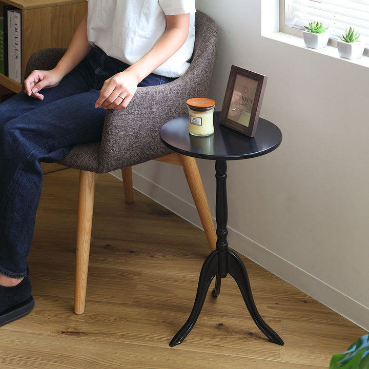 サイドテーブル高さ52.5cm丸型木製クラシック