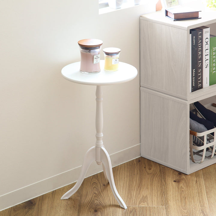 サイドテーブル高さ52.5cm丸型木製クラシック