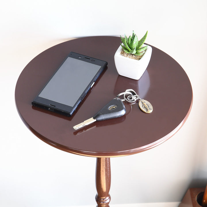 サイドテーブル高さ52.5cm丸型木製クラシック