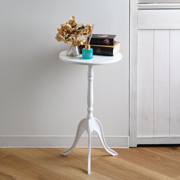 サイドテーブル高さ52.5cm丸型木製クラシック